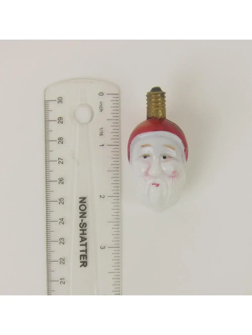Vintage Santa Claus Christmas Milk Glass Light Bulb Double Side Face Japan WORKS